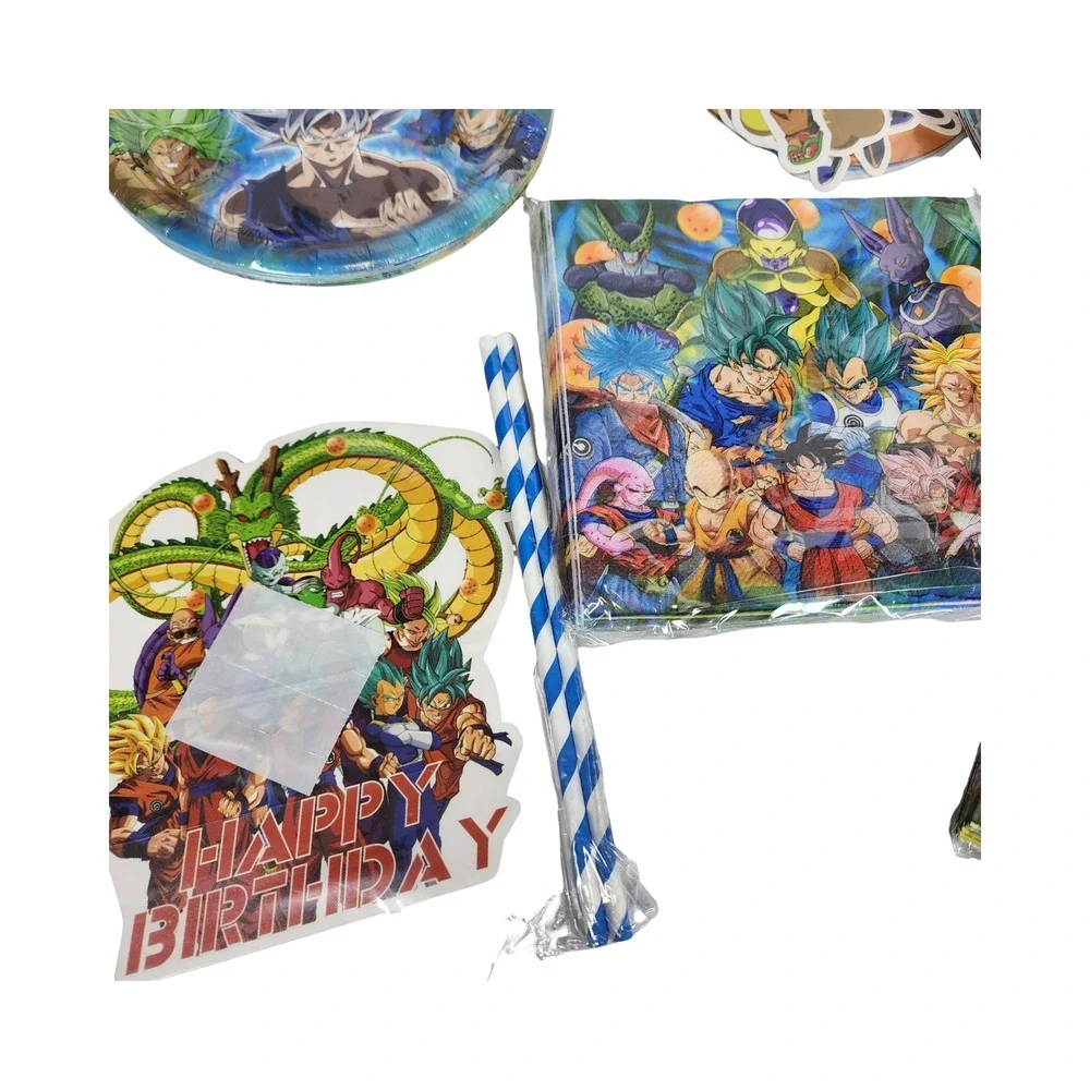 Dragon Ball Super Party Supplies Set Goku Vegeta Birthday Banner Plates Balloons